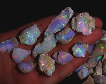 AAA Ethiopian Opal Rough: Multi-Fire Gemstone Crystal (10-30mm
