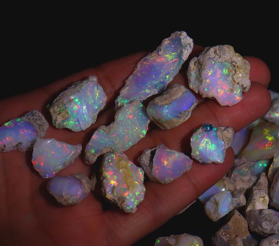 AAA Ethiopian Opal Rough: Multi-Fire Gemstone Crystal (10-30mm