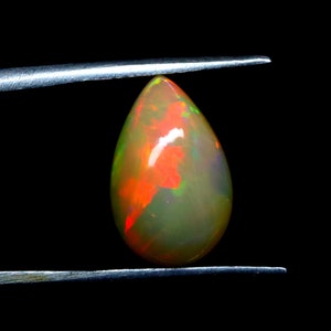 Natural Multi Fire Opal Cabochon Gemstone Pear Shape Opal Ring Size Loose Gemstone Ethiopian Opal Wholesale Price. 3.10 CRT image 3