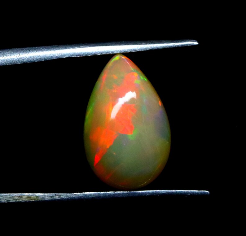 Natural Multi Fire Opal Cabochon Gemstone Pear Shape Opal Ring Size Loose Gemstone Ethiopian Opal Wholesale Price. 3.10 CRT image 3