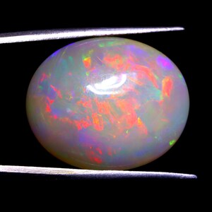 22x18 MM Multi Fire Opal Oval Shape Loose Gemstone Natural Ethiopian Opal Loose Gemstone White Opal Cabochon Gemstone Birthstone. image 3