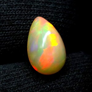 Natural Multi Fire Opal Cabochon Gemstone Pear Shape Opal Ring Size Loose Gemstone Ethiopian Opal Wholesale Price. 3.10 CRT image 1