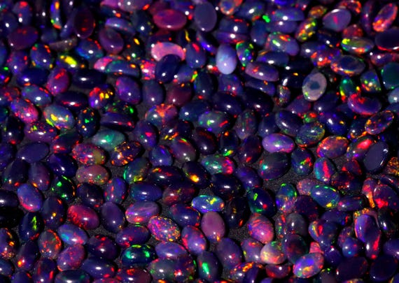 Rare Ethiopian Black Opal Gemstone Oval  – Vibrant Rainbow Fire