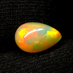 Natural Multi Fire Opal Cabochon Gemstone Pear Shape Opal Ring Size Loose Gemstone Ethiopian Opal Wholesale Price. 3.10 CRT image 2