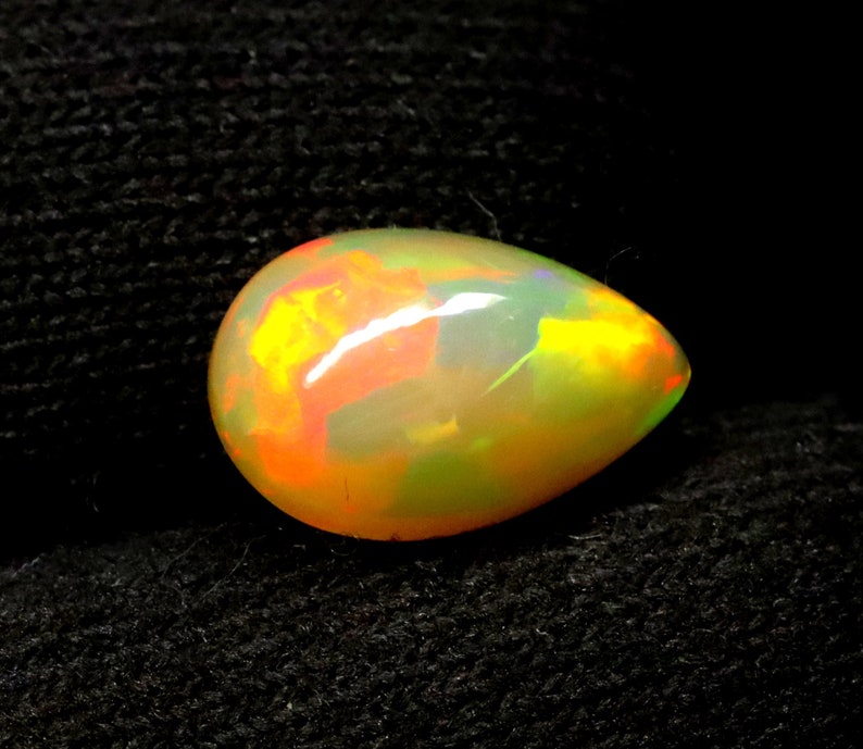 Natural Multi Fire Opal Cabochon Gemstone Pear Shape Opal Ring Size Loose Gemstone Ethiopian Opal Wholesale Price. 3.10 CRT image 2