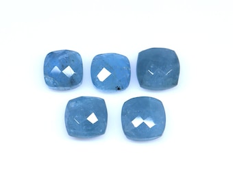 Lote de piedras preciosas de aguamarina azul, talla cojín, 11 mm