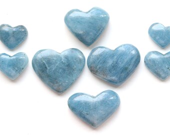 Natural Blue Aquamarine Flat Back Cabochon Gemstone Wholesale Lot Heart Shape Aquamarine Pendant Size Loose Aquamarine Gemstone