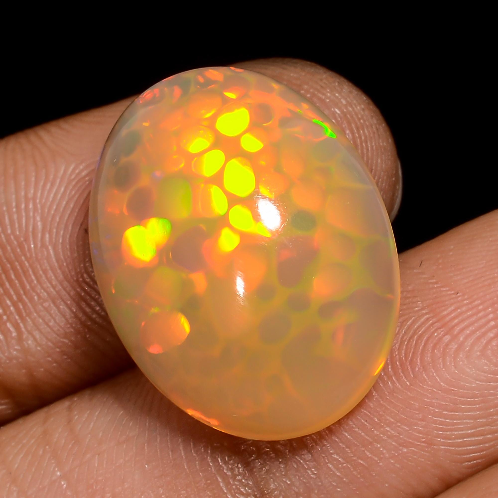 100% Natural Ethiopian Opal Welo Fire Loose Gemstone Multi Color Cabochon Shape Oval 19X15X7 mm 8 Ct For Making Jewelry Gift Everyone H-4016
