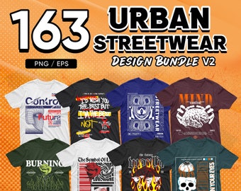 163 Paquete de diseño de camiseta Urban Streetwear, Urban Streetstyle, Cultura pop, Ropa urbana, Diseño de estampado de camiseta, Diseño de camiseta, Diseño retro