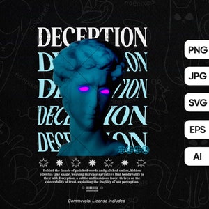 Deception Urban Streetwear T-Shirt Design, Aesthetic Streetwear, Pop Culture, Street Culture Shirt, Urban Shirt Design, Brutalism Shirt Png