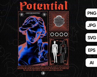 Potencial Urban Streetwear Diseño de camiseta, Urban Streetstyle Png, Street Culture Png, Cultura pop, Brutalismo, Aesthetic Vaporwave, Edgy Tee
