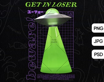 UFO Get In Loser Urban Streetwear Diseño de camiseta, Urban Streetstyle Png, Diseño retro, Cultura pop, Alien Ufo Png, Sublimación de diseño alienígena