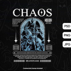 Chaos Urban Streetwear T-Shirt Design, Urban Streetstyle Png, Pop Culture, Streetwear Shirt, Urban Shirt Design, Brutalism Shirt, Edgy Shirt
