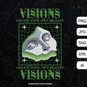 Visions Urban Streetwear T-Shirt Design, Urban Streetstyle Png, Pop Culture, Inspirational Quote Shirt, Brutalism Shirt, Streetstyle, Png