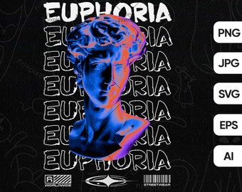 Euphoria Urban Streetwear Diseño de camiseta, Urban Streetstyle Png, Street Culture Png, Cultura pop, Brutalismo, Aesthetic Vaporwave, Edgy Tee