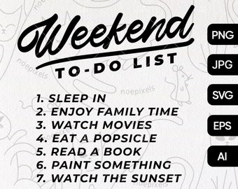 Weekend To Do List Svg Cut File T-Shirt Design, Staycation Summer Svg, Beach Svg, Vacation Svg, Summer Vibes Svg, Vacay Svg, Summertime Svg