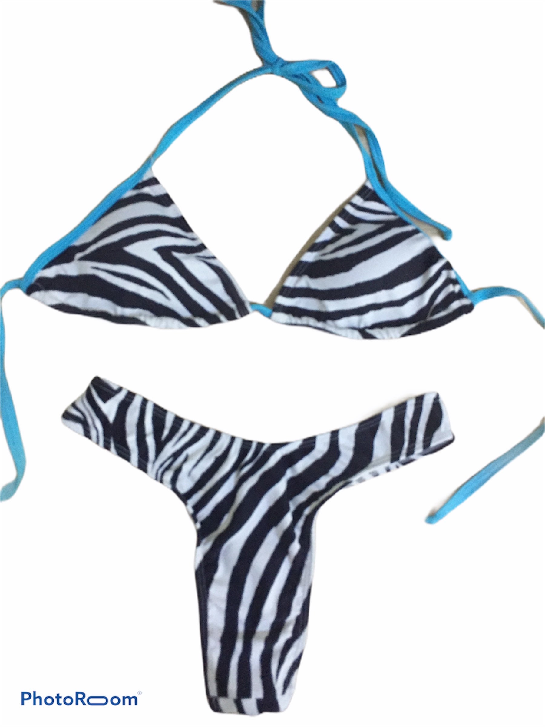 Zebra print swimwear set semi thong cheeky Brazilian | Etsy