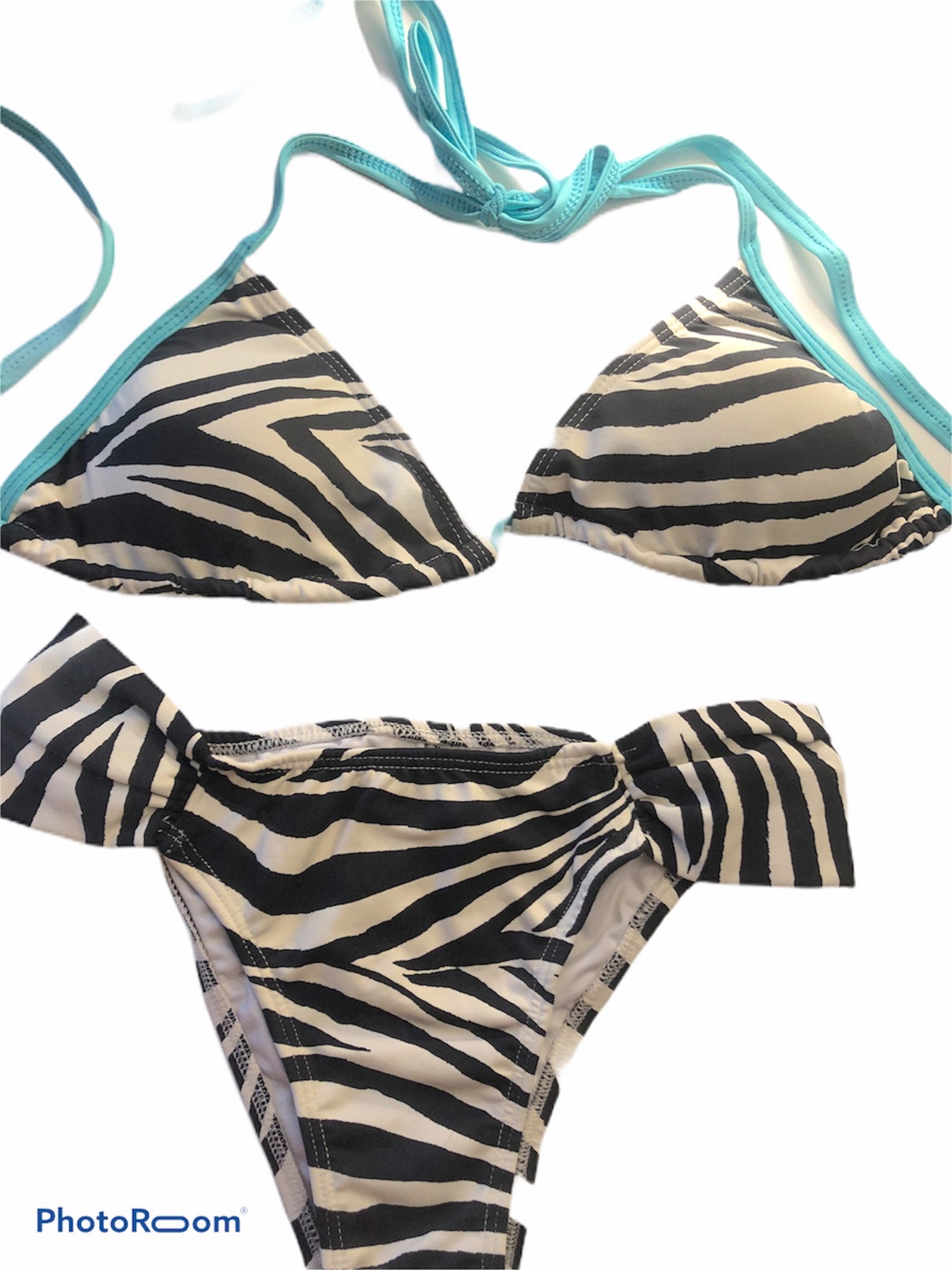 Zebra print swimwear set semi thong cheeky Brazilian | Etsy