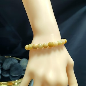 Certified Natural Untreated Burmese Yellow|Green|White Icy Bead Jadeite Bracelet 8mm SL364