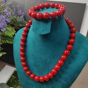 Certified A-Grade Natural Southern Sichuan Liangshan Waxi Ox Blood Red 2pcs Set Agate Beads Bracelet & Necklace SL356