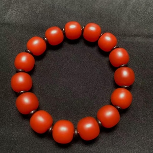 Certified A-Grade Natural Southern Baoshan Yunna Nanhong Red Agate Barrel Beads Bracelet SL267X26 中国云南保山南红玛瑙手串-冰红，满肉，透光