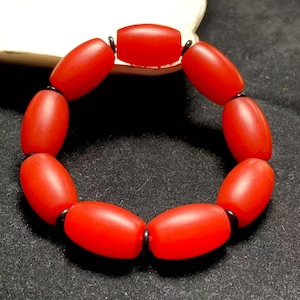 Certified A-Grade Natural Yunnan Baoshan Southern Red Nanhong Agate Cylinder Beads Bracelet SL270X29