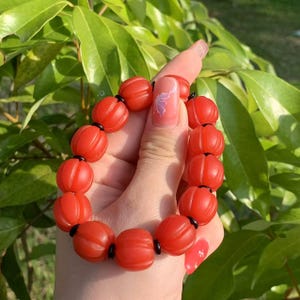 Certified Natural Untreated Baoshan Nanhong Pumpkin Bead Bracelet, Southern Red Agate, Rare Collector’s Gemstone Jewelry – SL169X28