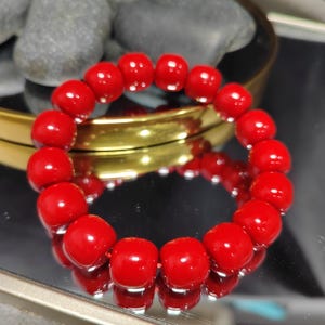 Certified Natural Southern Nanhong Sichuan Liangshan Waxi Rose Red Barrel Beads Bracelet SL355