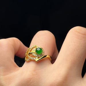 Type A Jadeite Gold Ring – Teardrop Green Gem – Certified 3.44g – Elegant Halo Design – Gift Jewelry for Her SL431/100