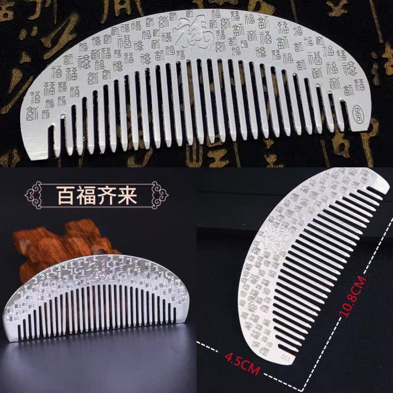 S999 Silver Comb ‘百福齐来’, Best Gift for Wife, Mother, Friends, Wedding ...