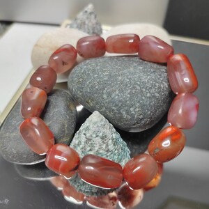 Certified Sichuan Liangshan Iron Skin|Raw Red Nanhong Agate Cylinder|Uneven Cut Beads Bracelet | Handcrafted with SL279