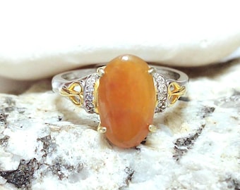 Burmese Certified A-Grade Natural Untreated Icy Yellow Oval Shape Jadeite Zircon S925 2 Tone White & Gold Plated Ring SL254X13
