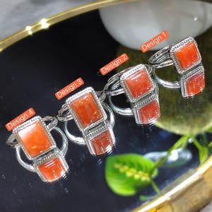Liangshan Waxi Nanhong Agate Ring: 18K Gold-Plated Brass, Adjustable SL419