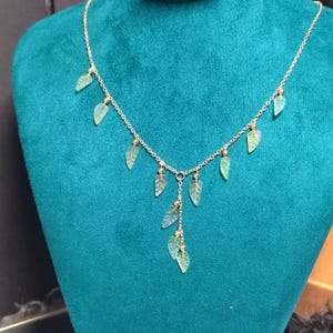 Certified A-Grade Natural Untreated Burmese Leaf Carved 14k GF Set V Shape Drop Design Necklaces | Any Occasion | For Her SL291