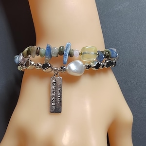 Natural Mix Colors Kunzite Bracelet | Uneven Beads Double-Layer Fashion with Silver Accents SL170