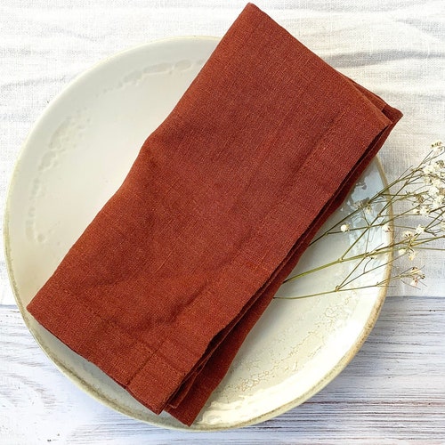 Burnt Orange terracotta Linen Napkins Set of 4 Cloth Napkin Etsy