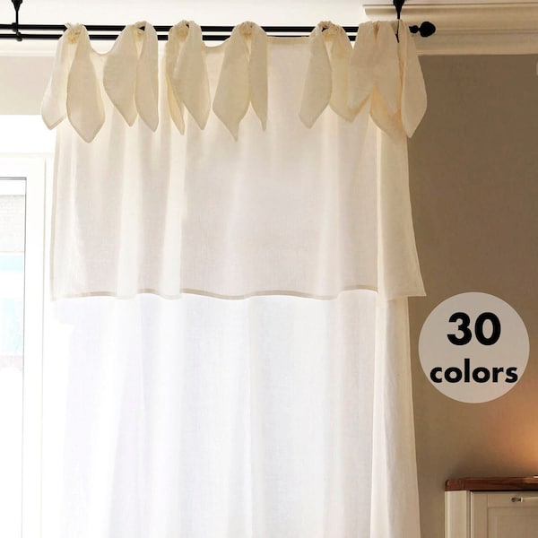 Drop cloth linen curtain panel Ties Tab top Rod pocker window curtains Living room drapery Bedroom drapes
