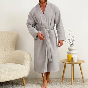 Waffle cotton robe Bathrobe for men Mens loungewear