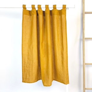 Cafe linen curtains Short Tab Tie top Rod pocket drapes Semi sheer Bathroom Kitchen drapery