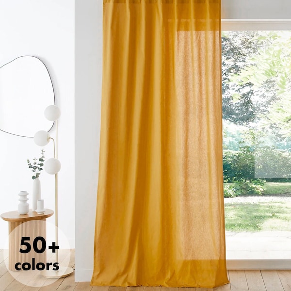 Cotton curtain panel Tabs Rod pocket Ties Hem top Custom curtains Window drapes Living room
