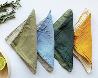 Set of 4 Linen washcloth wipes | Washable dish cloths for kitchen| Reusable |  Zero waste