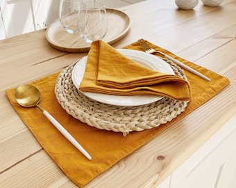 Linen table placemats Set of 2 Double layer Cloth dinner place mats