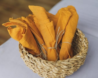 Set of 4 linen napkins - Cloth napkins for Wedding Dinner, Dinner Cocktail Party Set - Rustic Farmhouse decor - Wholesale Bulk