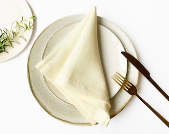 White or ivory linen napkins Wedding dinner cocktail cloth off white napkins