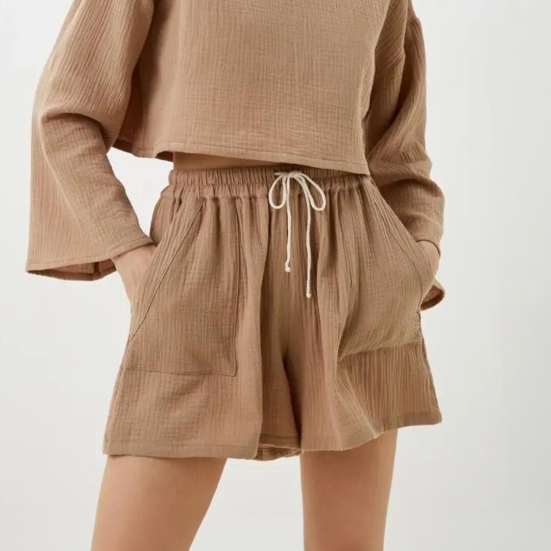 Starkx Cotton Gauze Lace Shorts- Natural main image 0
