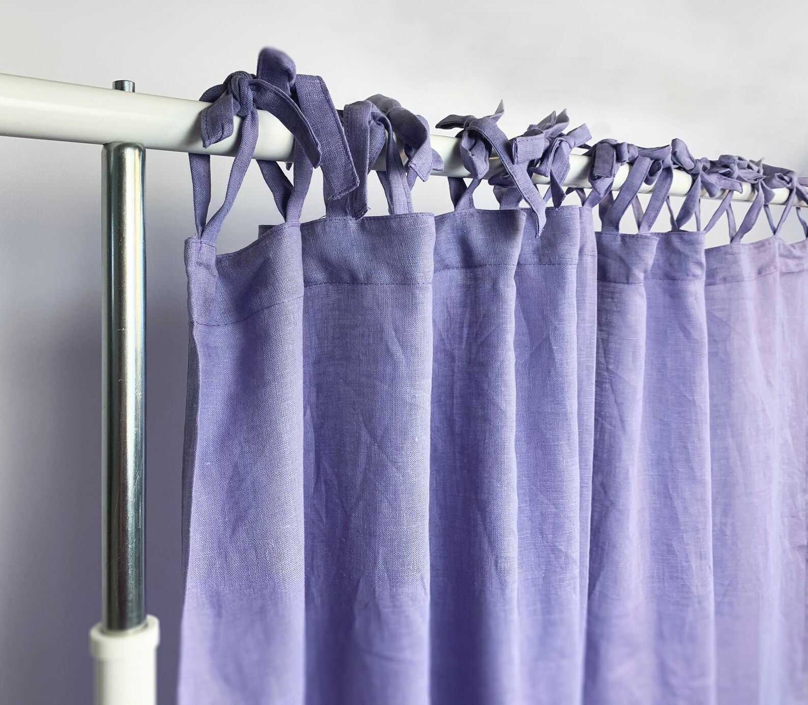 Tie top Linen curtains Custom panel size Long Wide Semi sheer Etsy