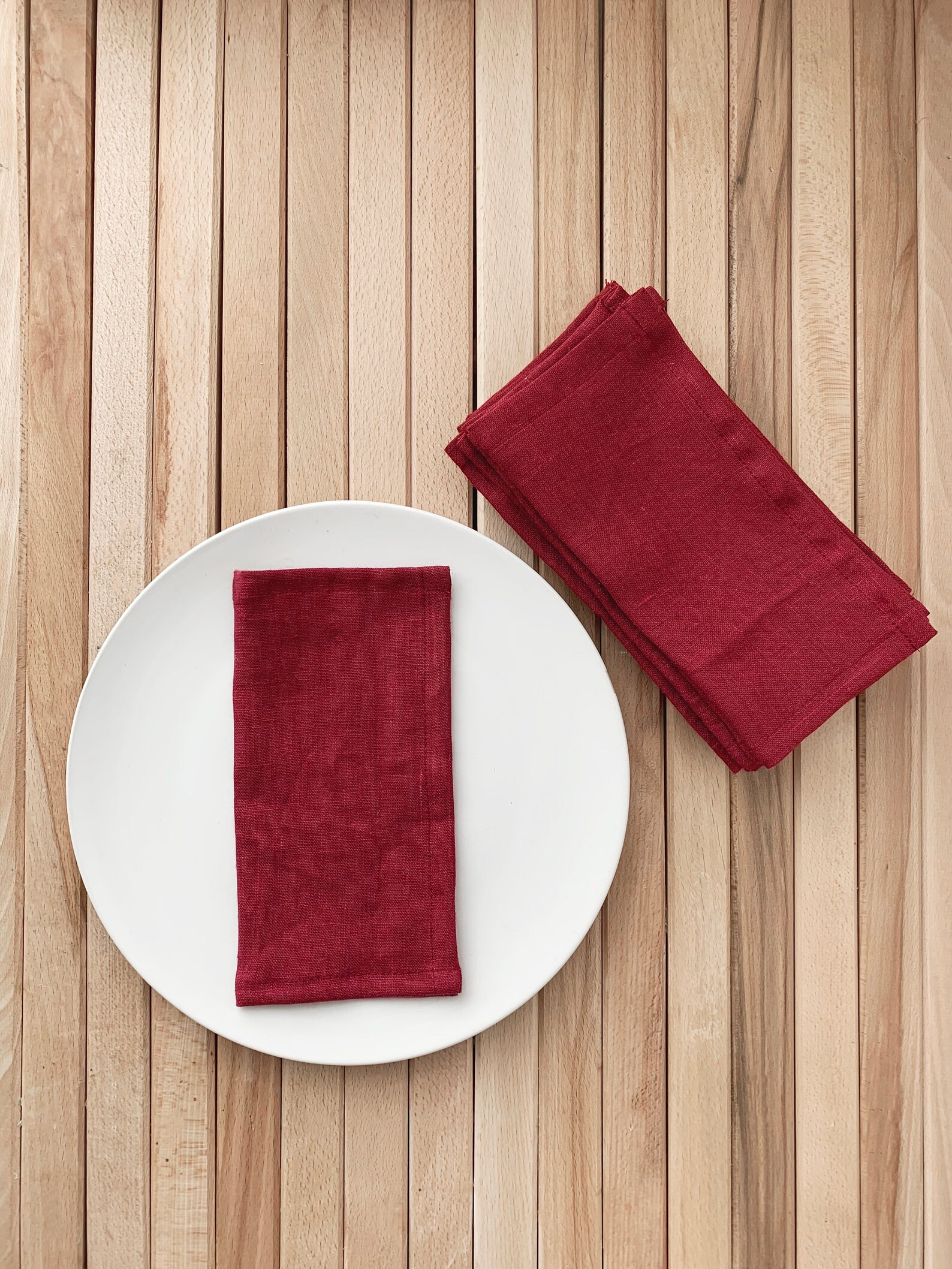 Burgundy maroon linen napkins Wedding Dinner cocktail Red Etsy