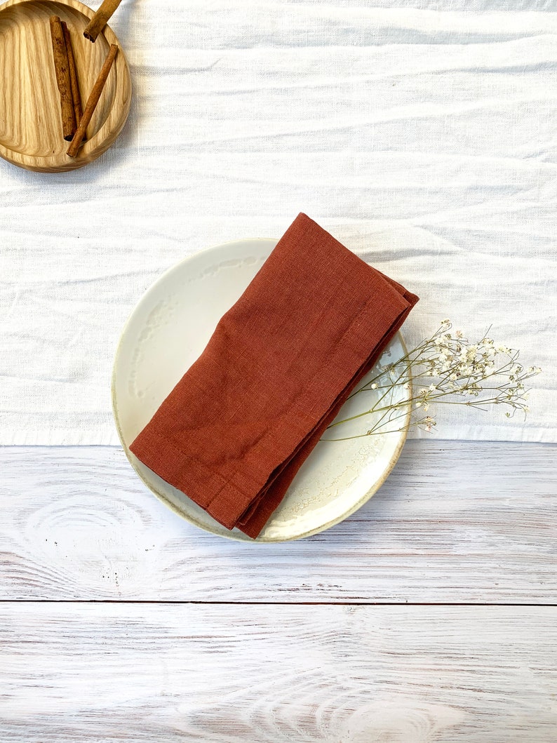 Burnt Orange terracotta Linen Napkins Cloth Napkin Set Rust Etsy