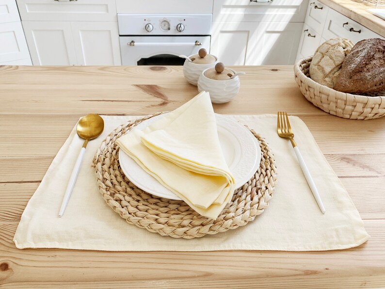Off White Linen Placemats Ivory Dinner Wedding Cloth Table Etsy