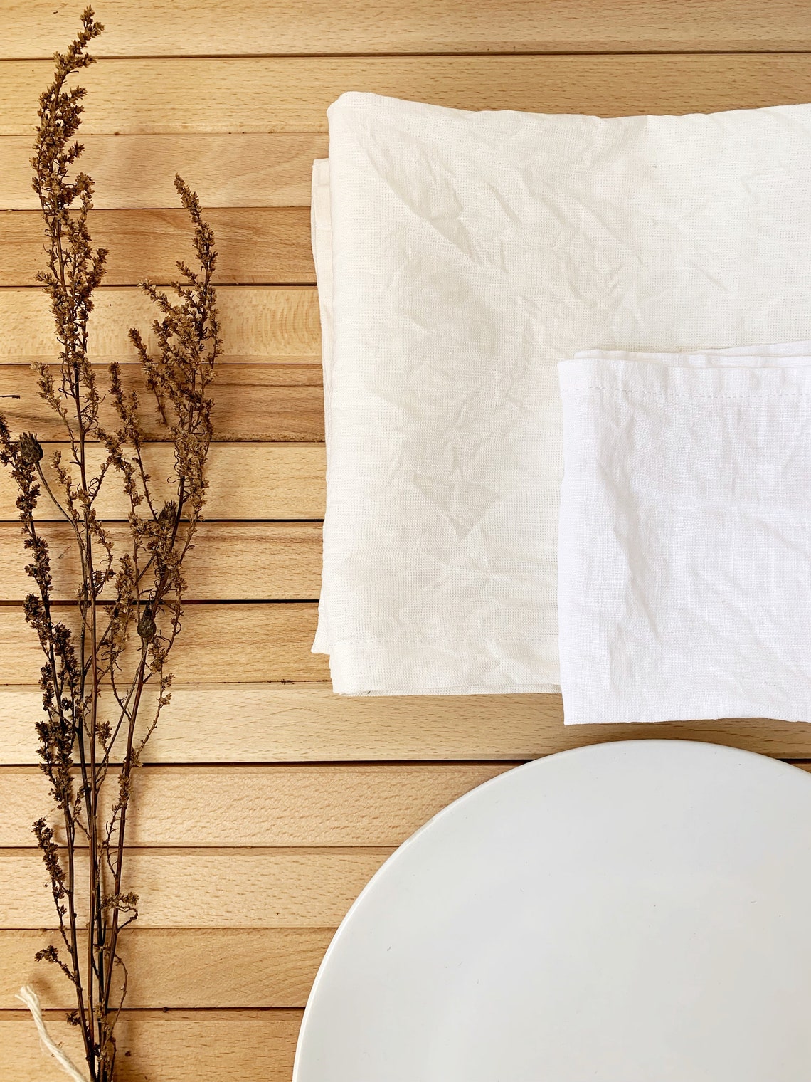 White or ivory linen napkins Wedding dinner cocktail cloth off Etsy